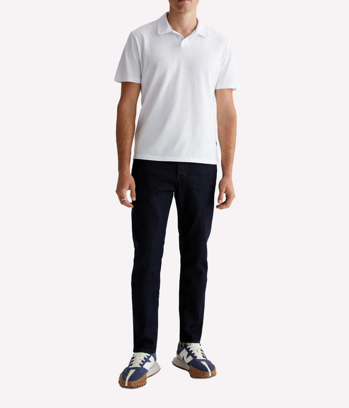 The Bryce Johnny Collar polo shirt, featuring a relaxed neckline with a pointed collar and short sleeves, crafted from lightweight cotton jersey.