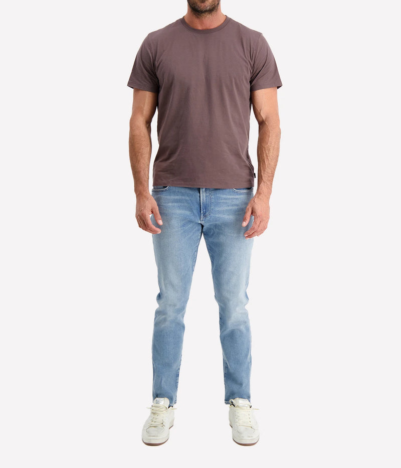 AG Jeans Bryce Crew in Brown Slate – Full Length Front View on Model Cotton Crew Neck T-Shirt