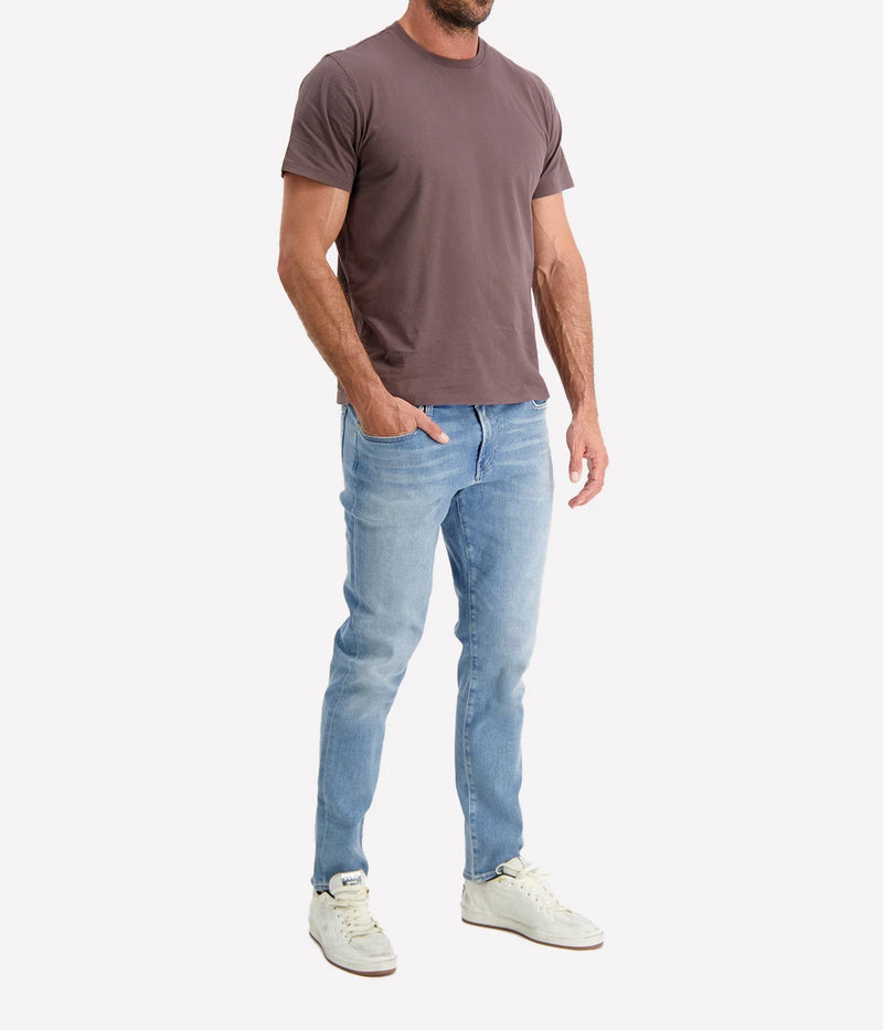 AG Jeans Bryce Crew in Brown Slate – Angled Front View Cotton Crew Neck T-Shirt