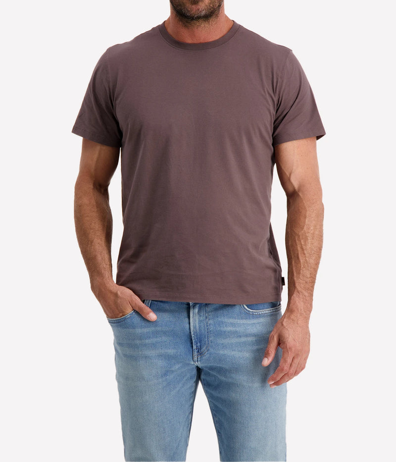 AG Jeans Bryce Crew in Brown Slate – Front View on Model Cotton Crew Neck T-Shirt