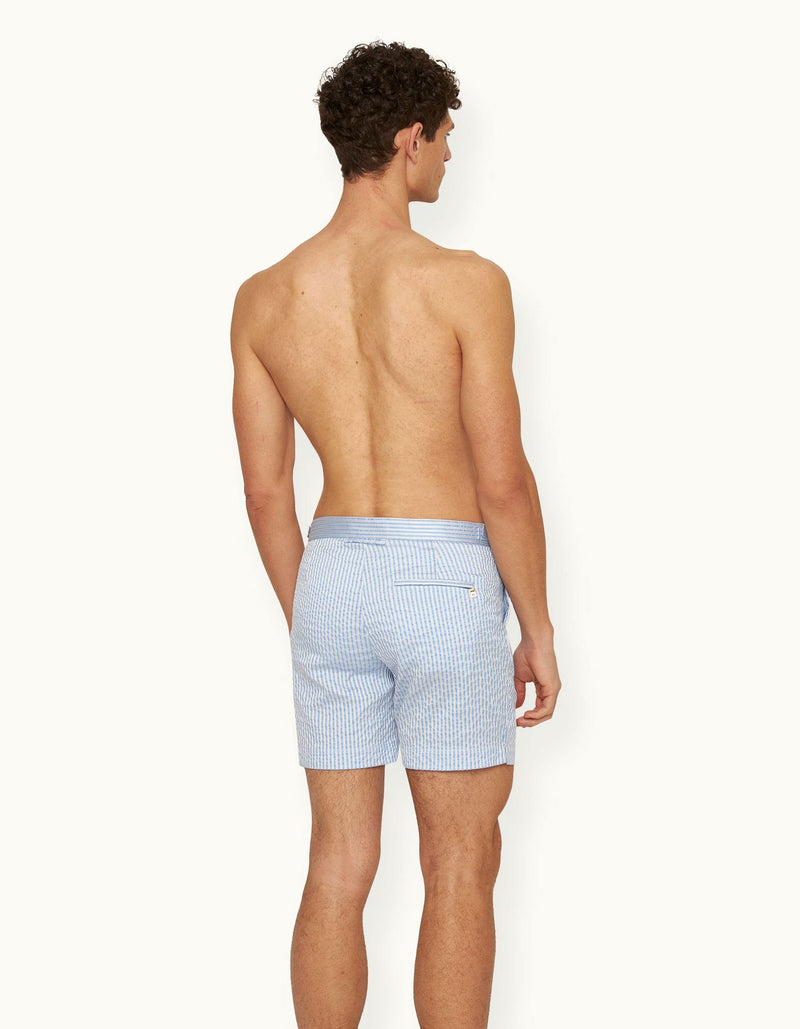 Bulldog Classic Stripe Boardshort in White Light Island Sky