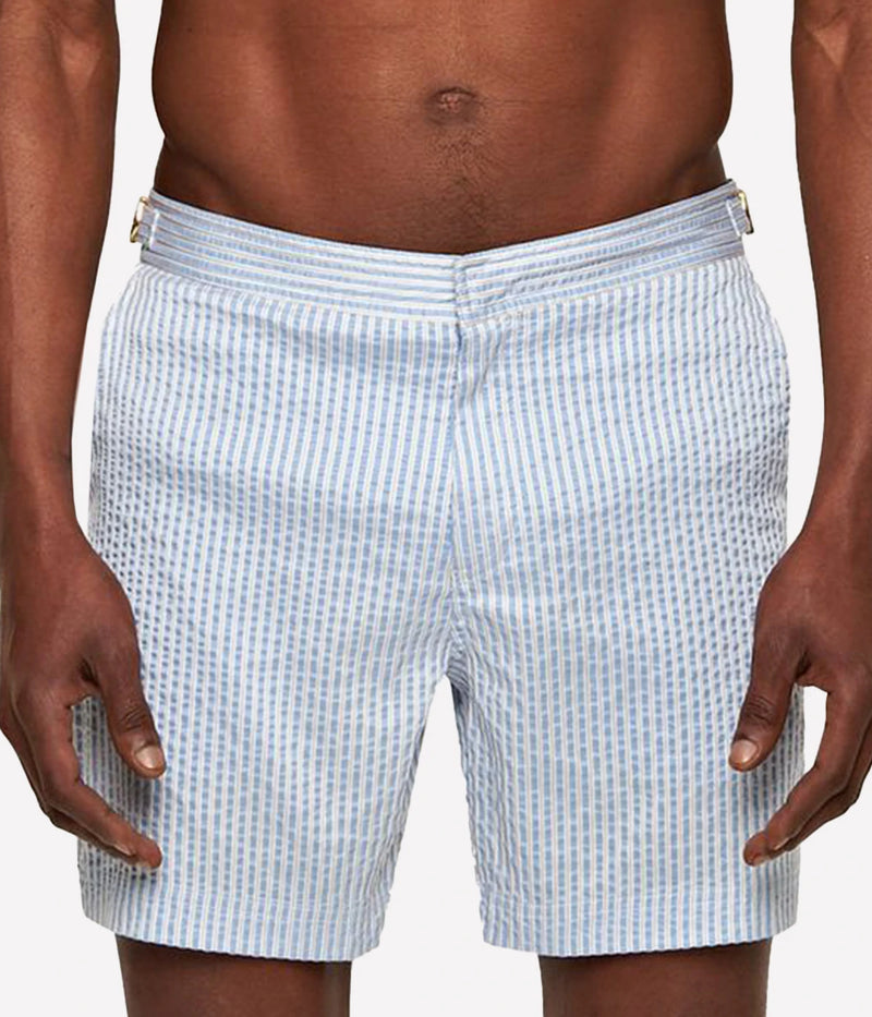 Bulldog Classic Stripe Boardshort in White Light Island Sky