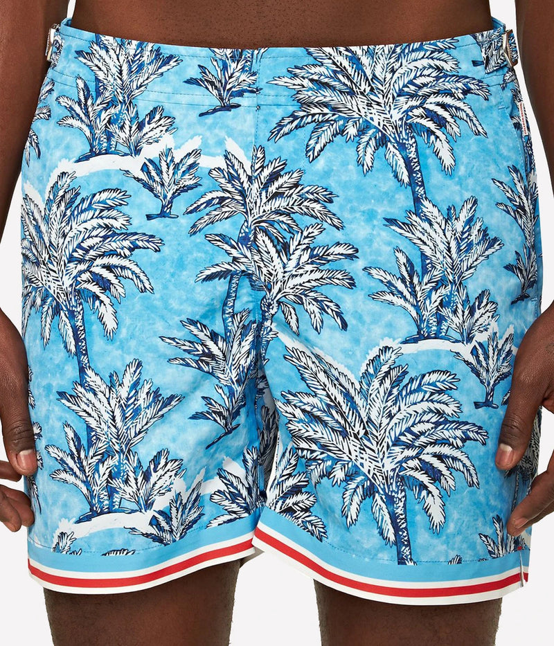 Bulldog Palm Border Boardshort in Bright Wish Blue
