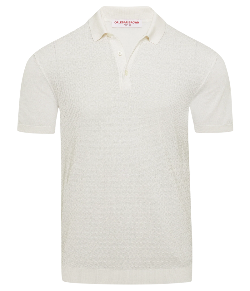 Burnham Silk Cotton Polo in White Sands