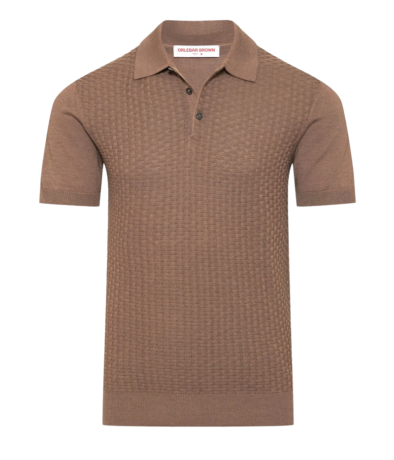 Burnham Tile Cotton Silk Polo in Light Plum Wine