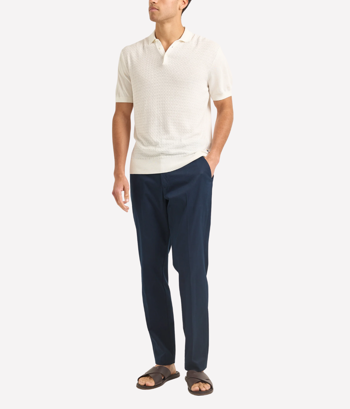 Burnham Silk Cotton Polo in White Sands