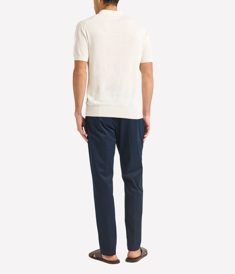 Burnham Silk Cotton Polo in White Sands