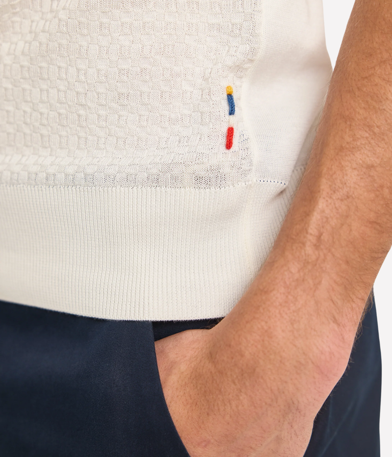 Burnham Silk Cotton Polo in White Sands