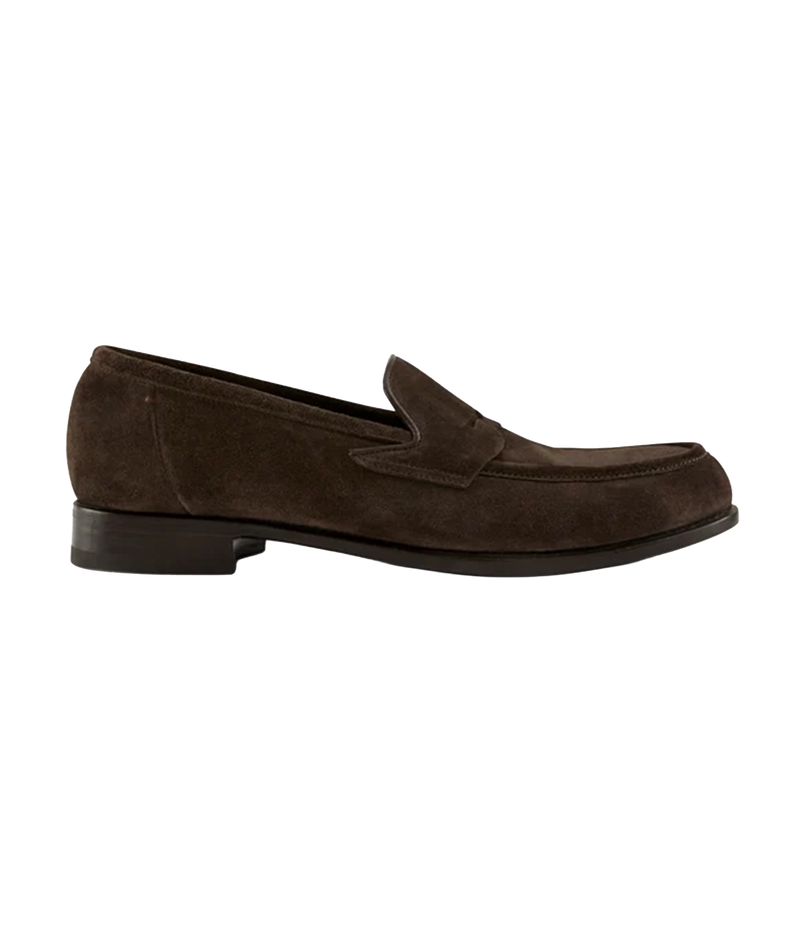Side view of Lardini Calf Suede Loafer in Brown