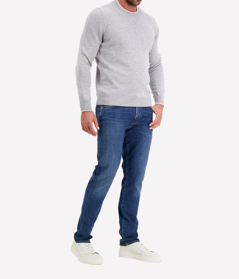 Crew Long Sleeve in Grey Beige Trim