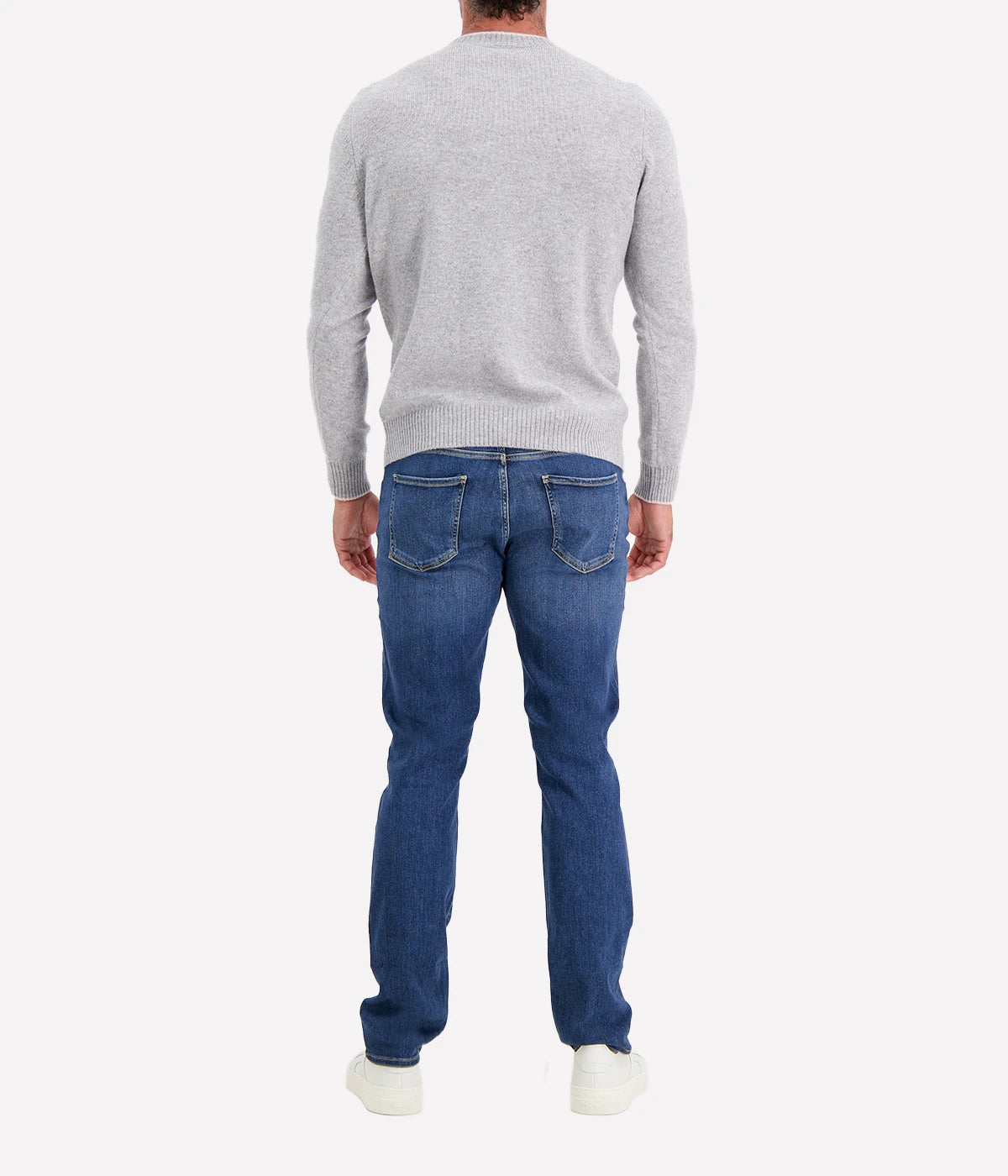 Crew Long Sleeve in Grey Beige Trim