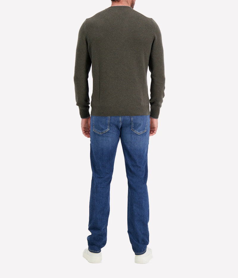 Crew Long Sleeve in Khaki Grey Trim