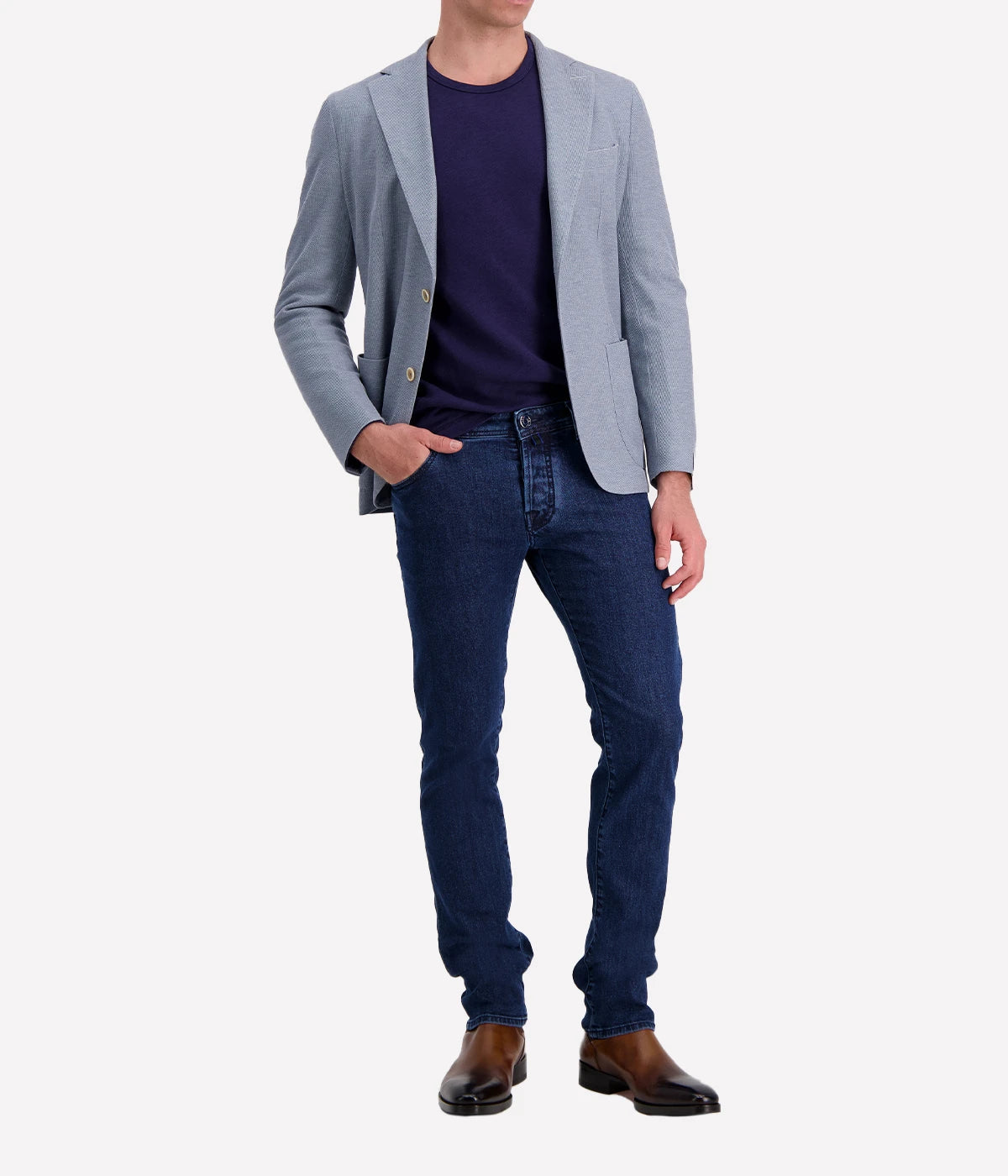 Single Breasted Soft Jacket in Denim