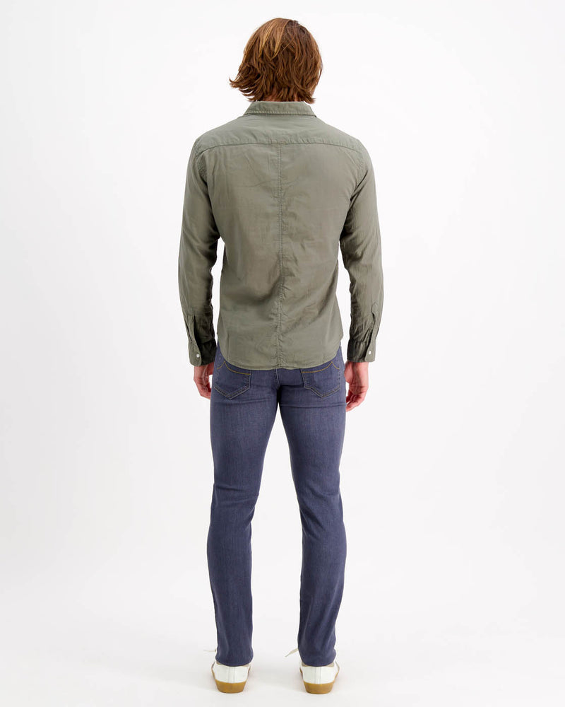 Luke Woven Shirt in Army Green Voile