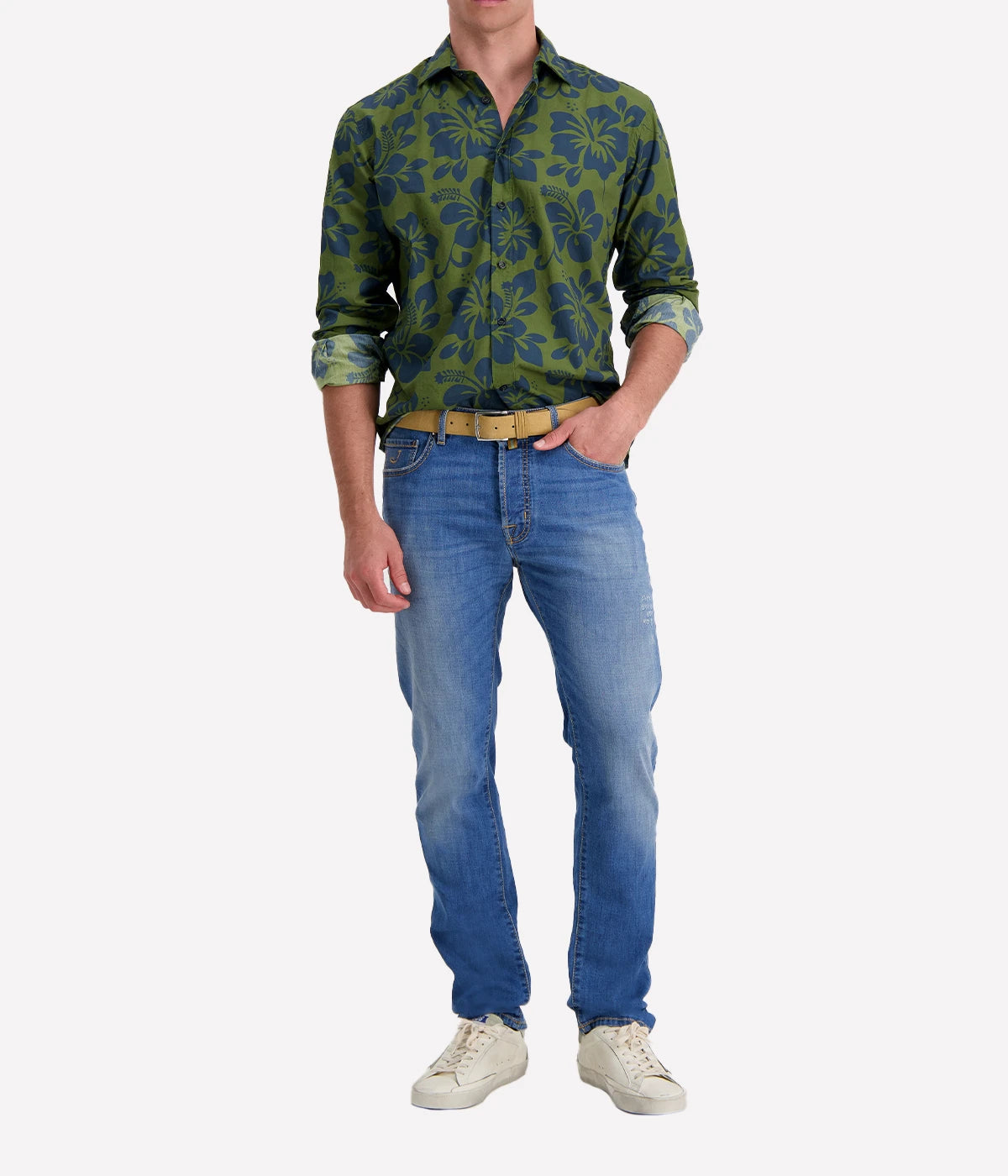 *FINAL SALE* Sicillian Long Sleeve Shirt in Green & Blue Floral