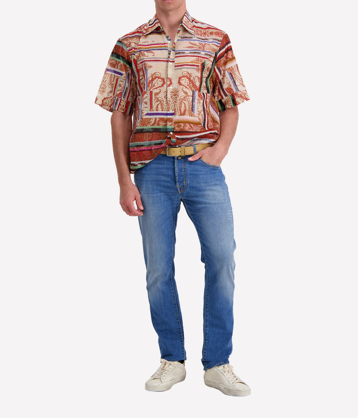 *FINAL SALE* Short Sleeve Button Up Shirt in Multi-Colour Paisley