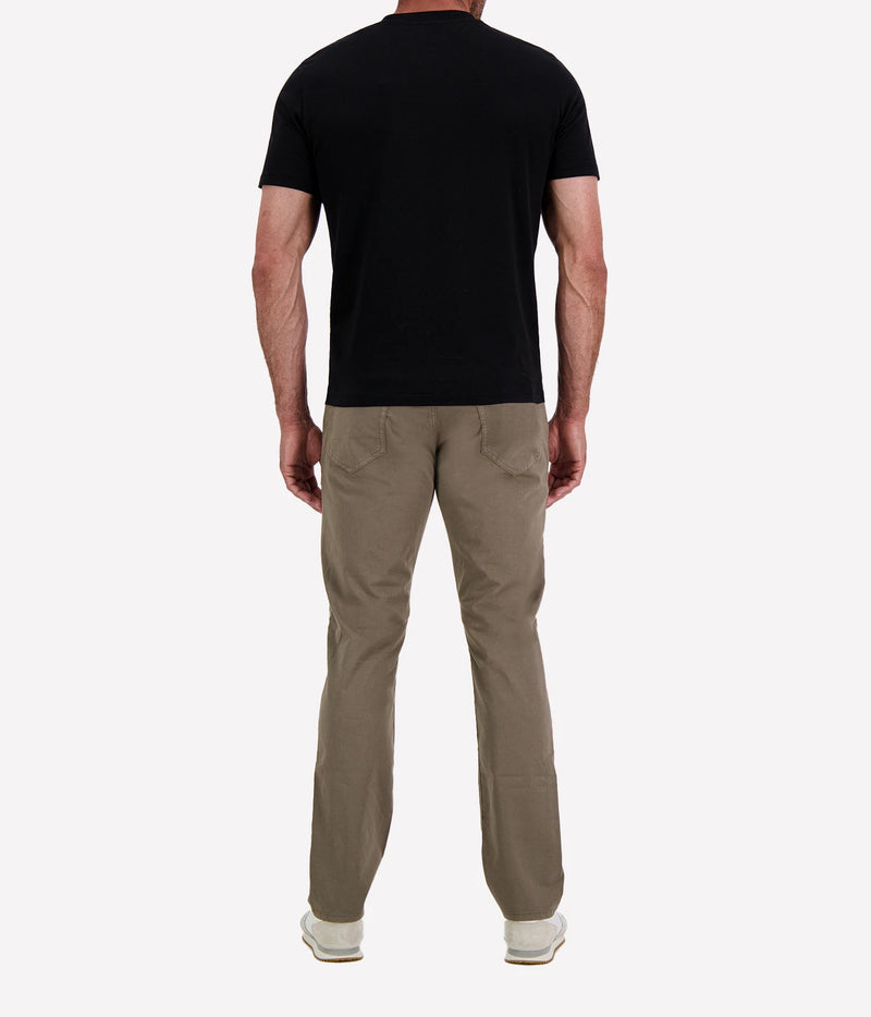 Back view of man wearing Jacob Cohën Girocollo Costina T-Shirt in Black with khaki chinos and white sneakers