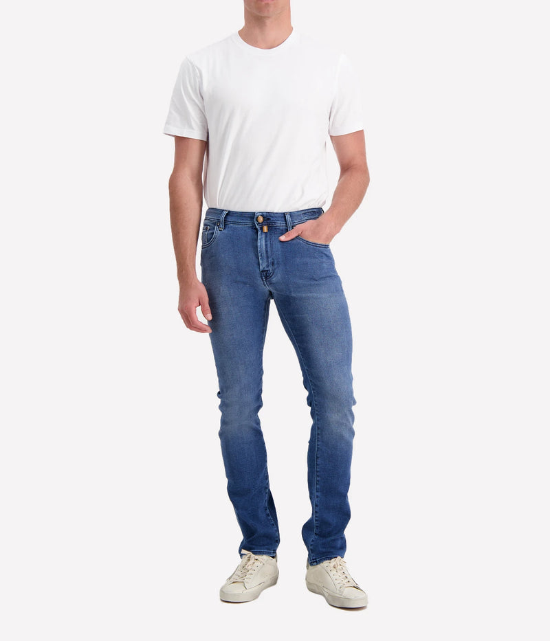 *FINAL SALE*Bard 5 Pocket Slim Fit Jean in Dark Blue Tan