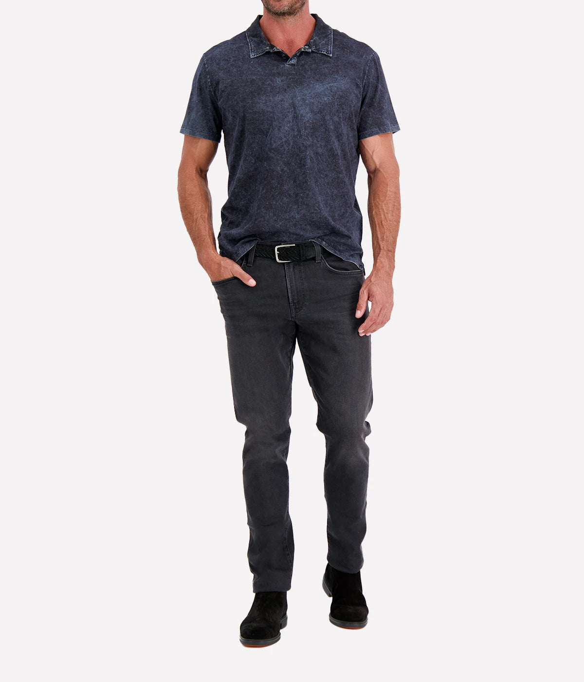 Carsten Short Sleeve Polo in Titanium Blue