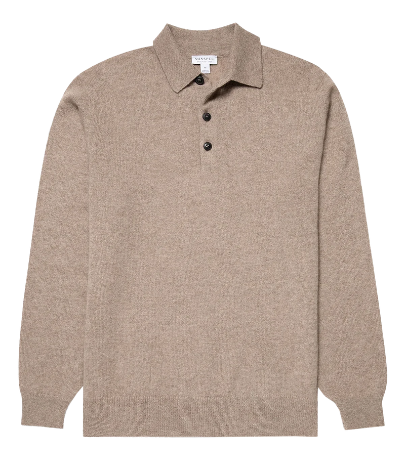 Cashmere Polo in Natural Brown
