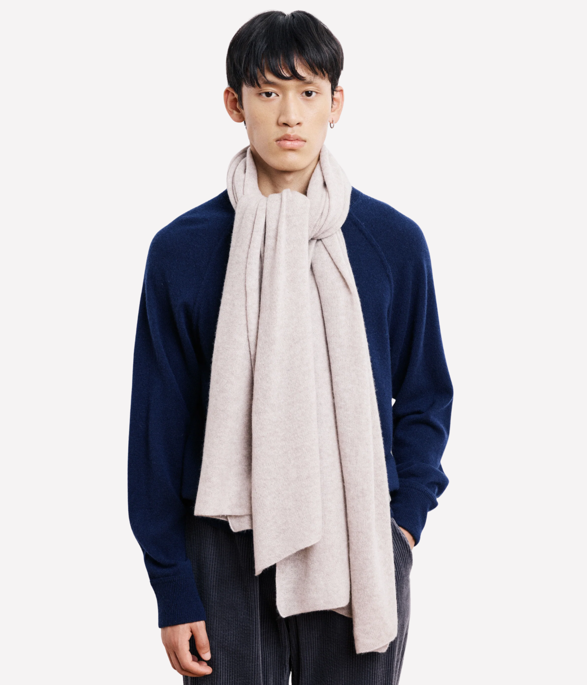 Cashmere Knitted Scarf in Natural