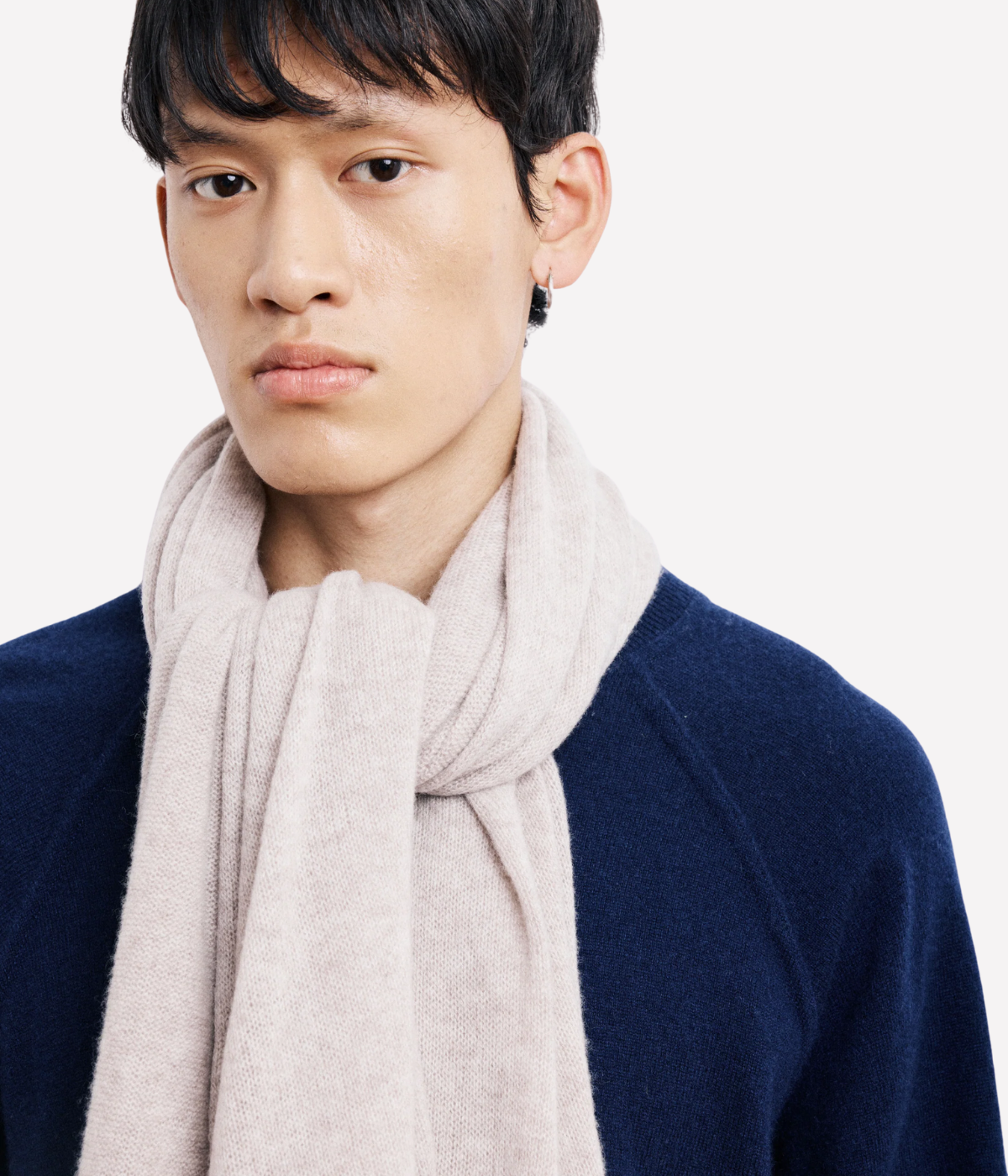 Cashmere Knitted Scarf in Natural