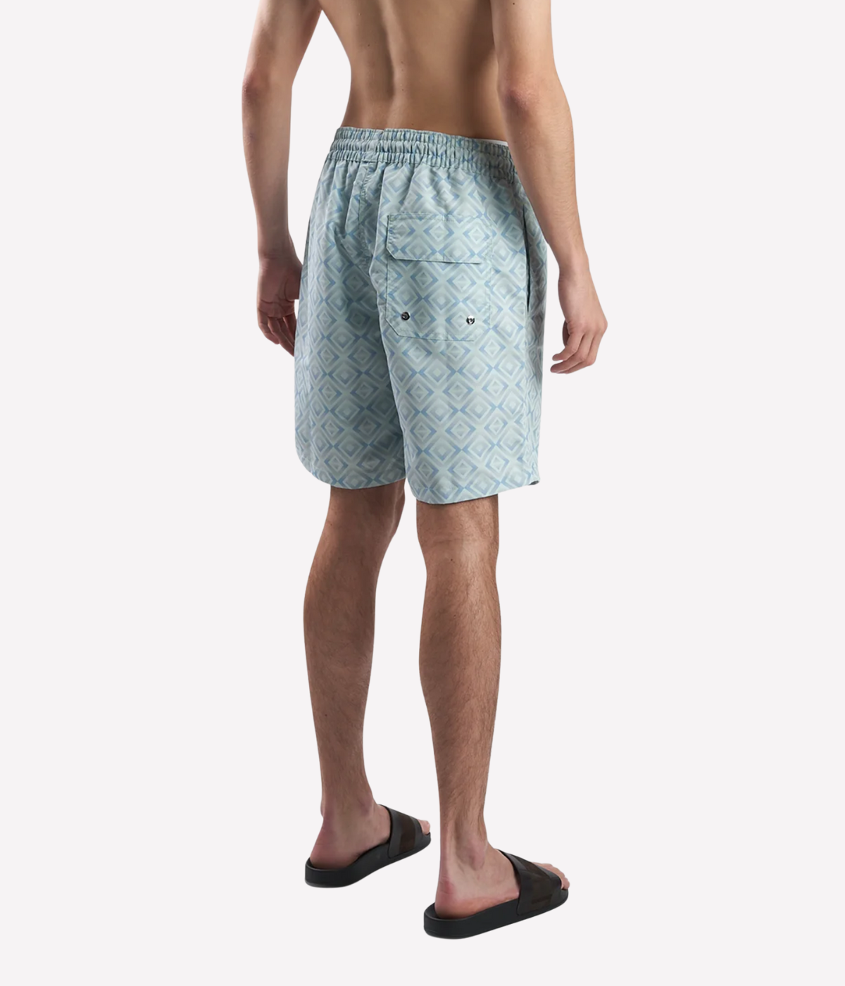 *FINAL SALE* Classic Swim Short Botanico Leaf Print in Pastel Mint & Cool Blue