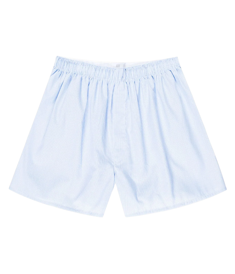 Classic Boxer Short in Light Blue Micro Gingham