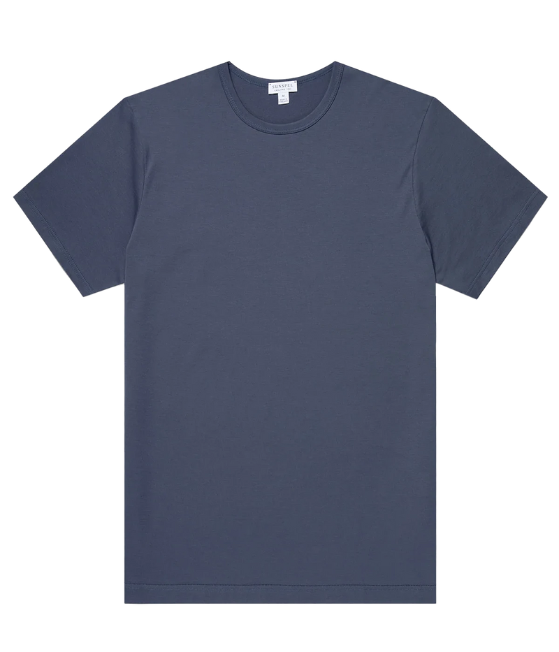 Men’s Slate Blue Classic T-Shirt – Slim-fit Supima cotton T-shirt in slate blue, lightweight, durable, and exceptionally smooth for everyday comfort and style.