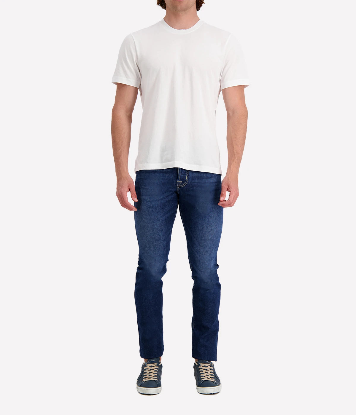 The Clean Finish Jersey Short Sleeve Crew in luxurious jersey fabric, designed for a classic fit. Featuring a binded neck and clean finished hem, this timeless t-shirt is the perfect addition to elevate any wardrobe. Ideal for casual or smart-casual outfits, this versatile piece offers effortless style and durability.
