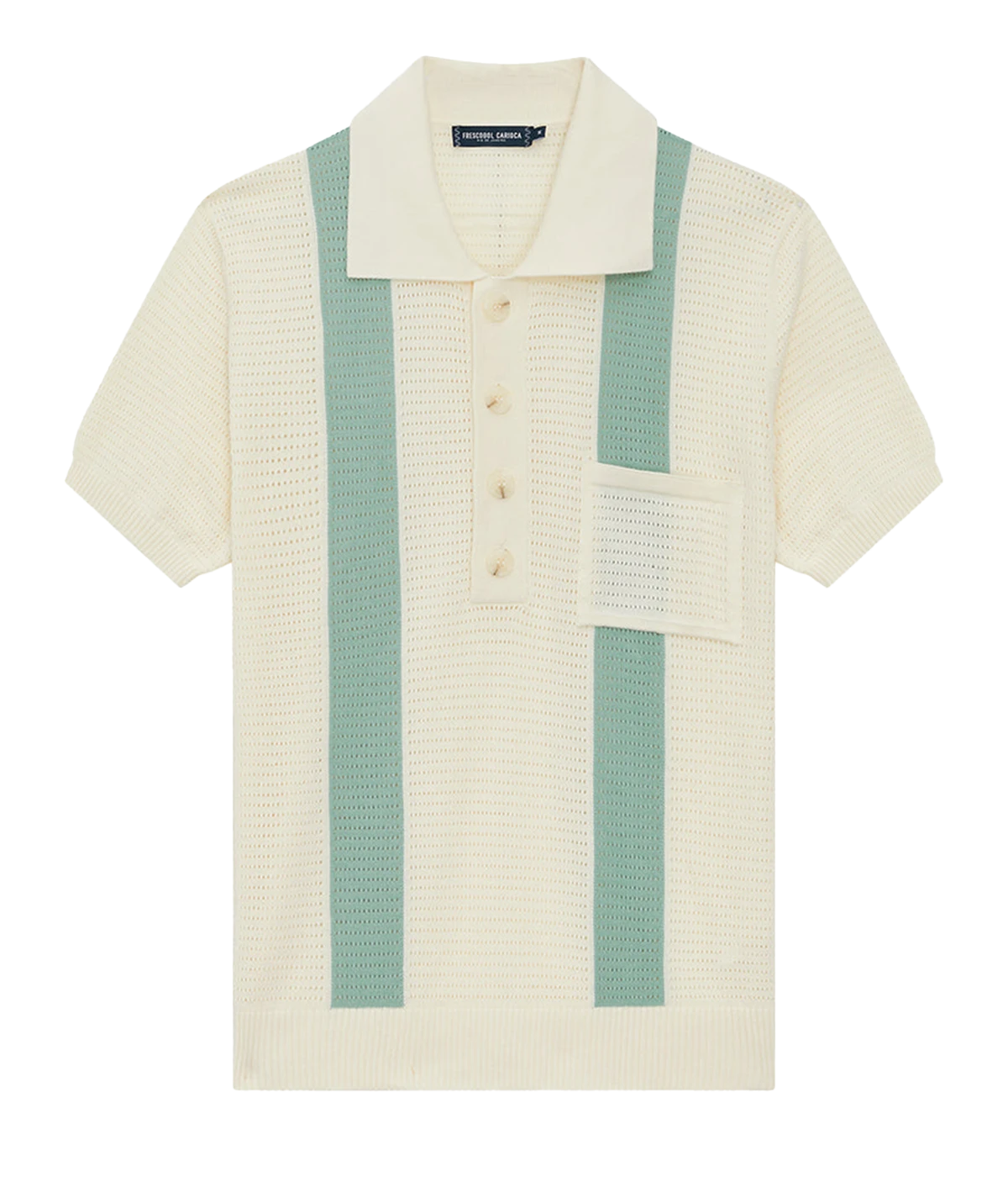Clemente Crochet SS Polo in White Sands & Dark Mineral