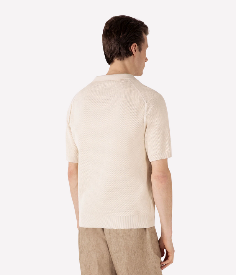 Compact Mesh Polo in Ecru