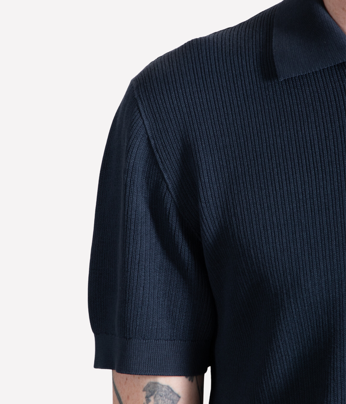 Cotton T-Shirt Polo in Blue