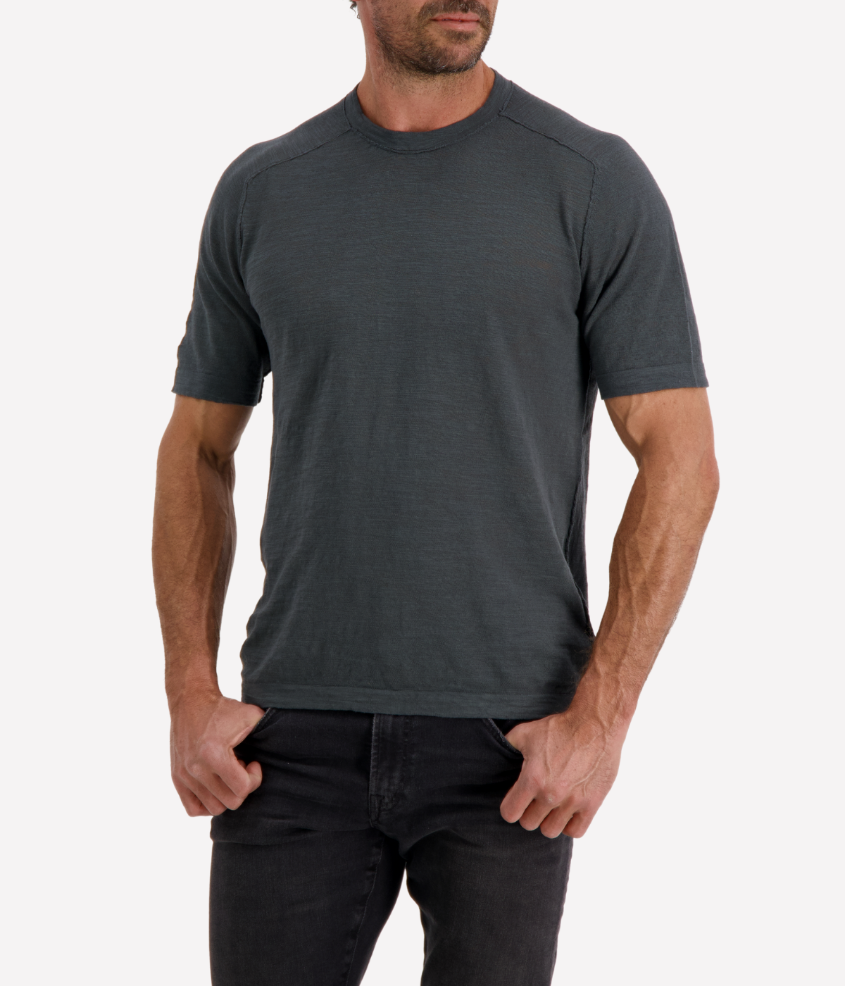 Cotton Linen T-Shirt in Charcoal