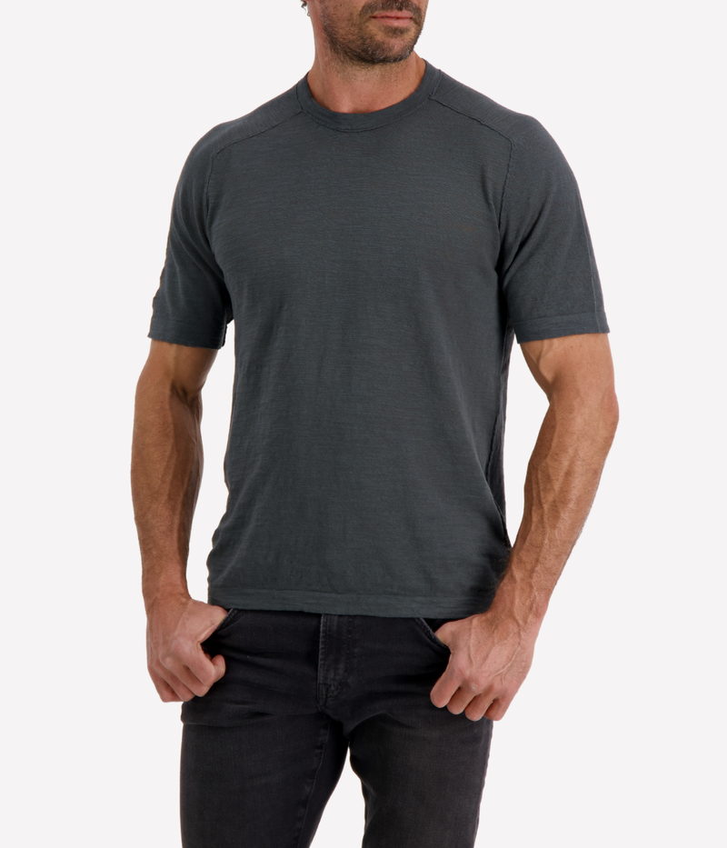 Cotton Linen T-Shirt in Charcoal