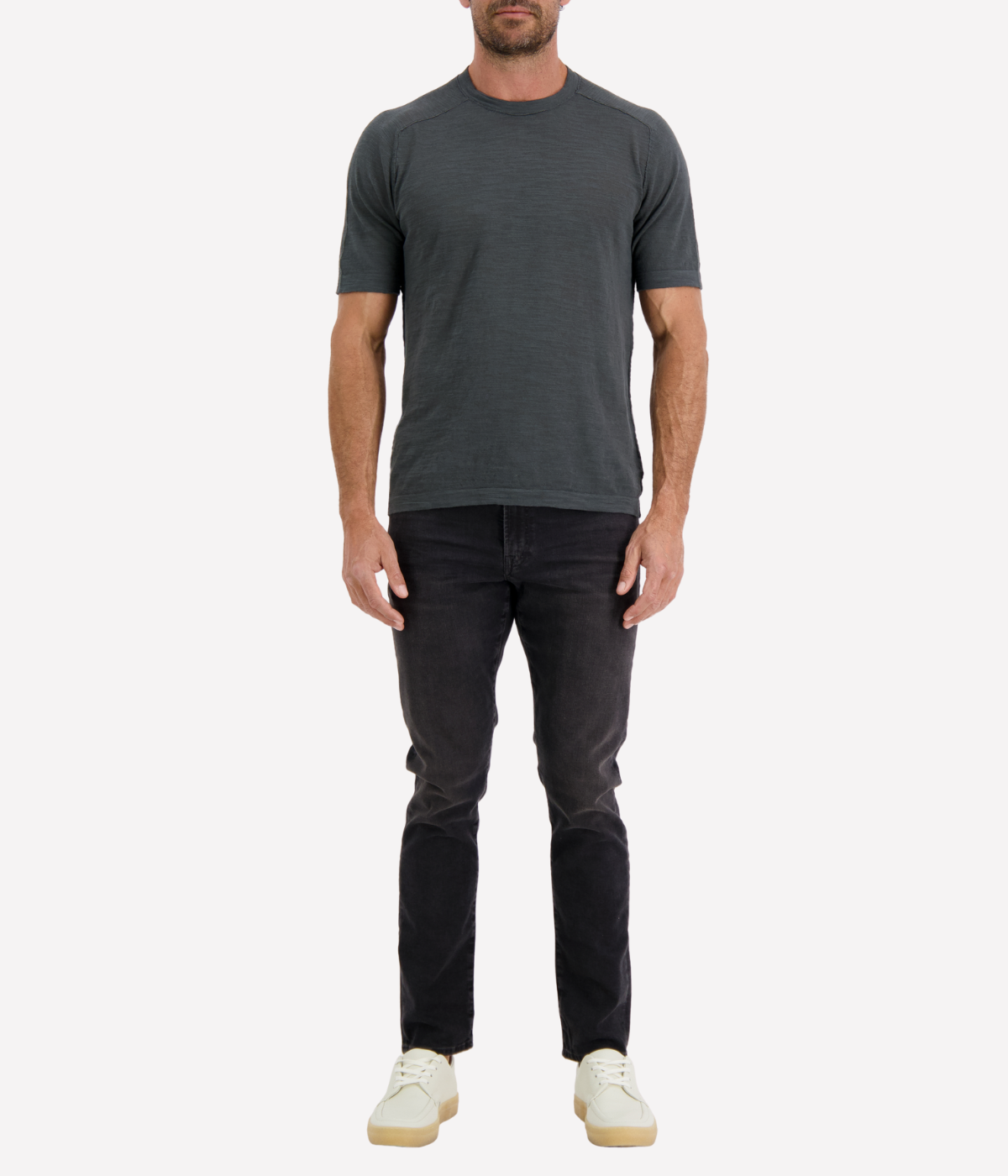 Cotton Linen T-Shirt in Charcoal