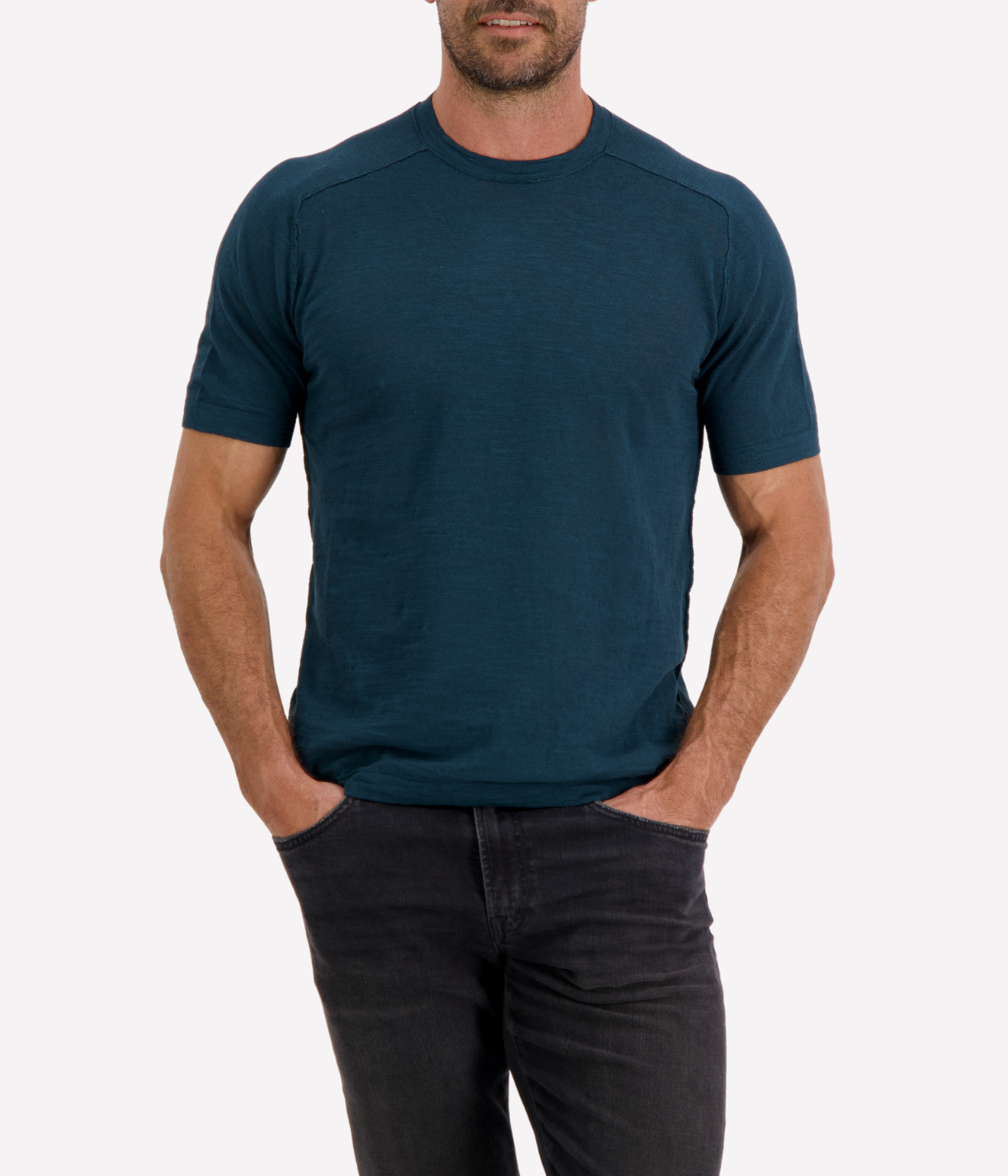 Cotton Linen T-Shirt in Ocean