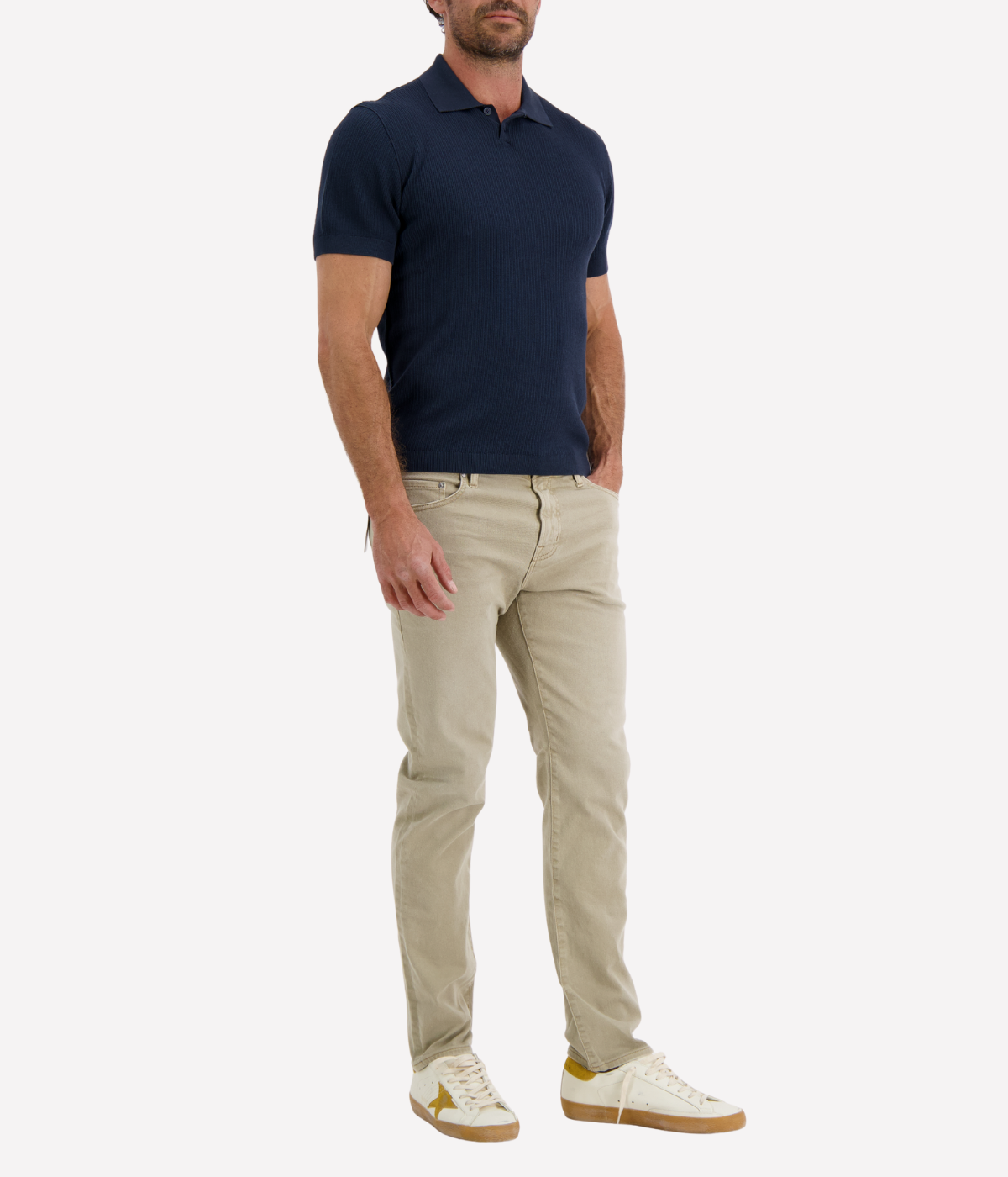Cotton T-Shirt Polo in Blue