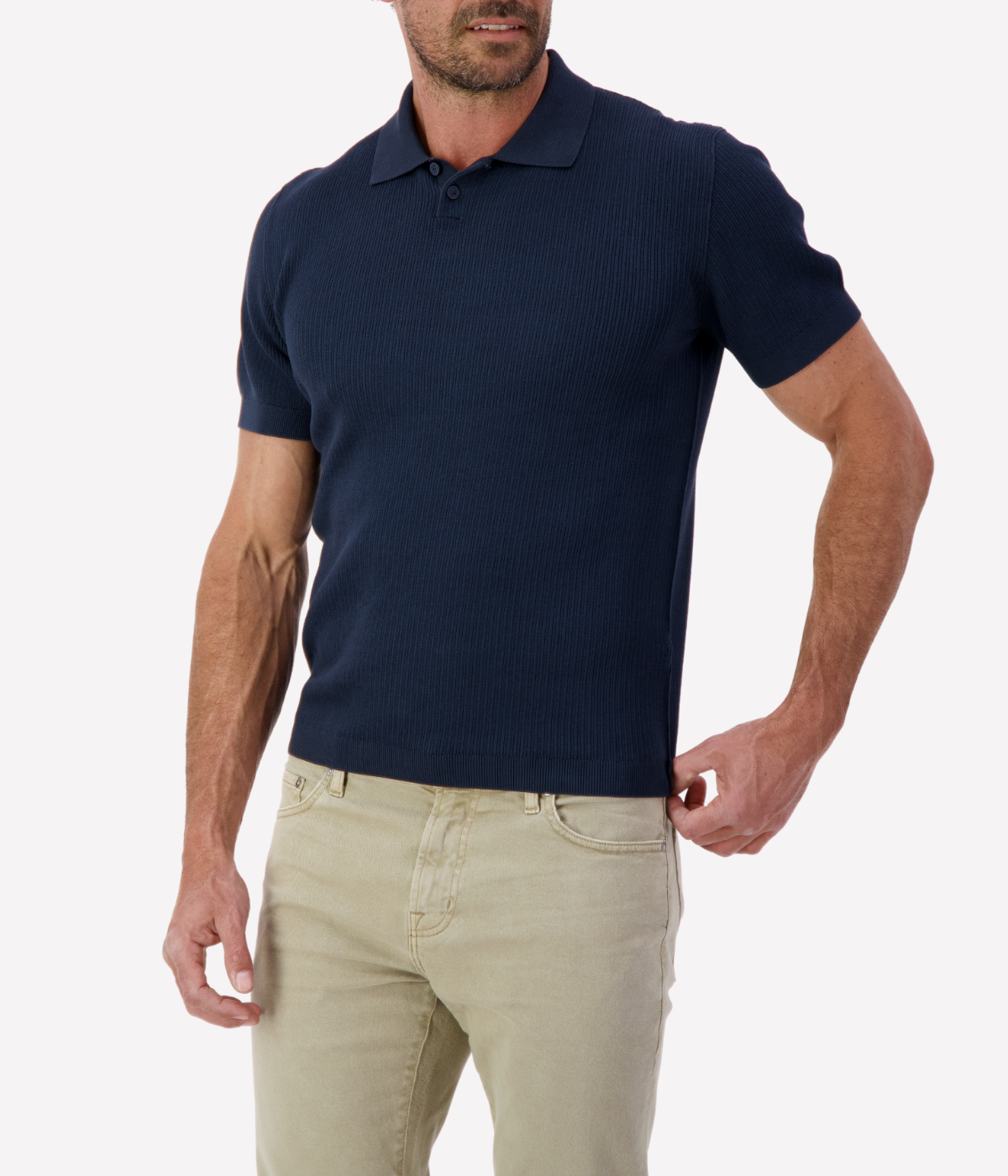Cotton T-Shirt Polo in Blue