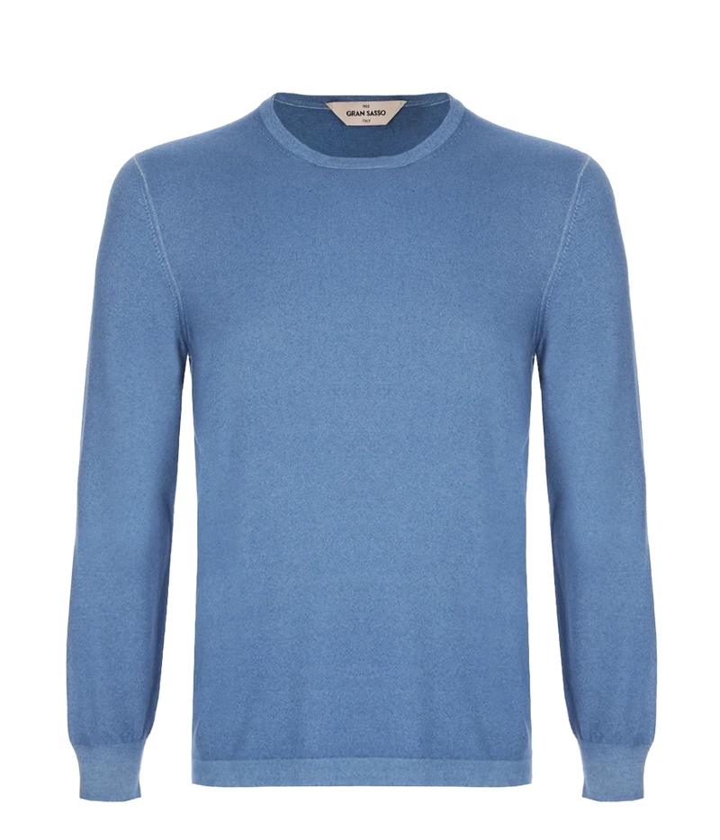 Gran Sasso crew long sleeve in soft 100% cashmere, offering a sleek and professional look, made in Italy