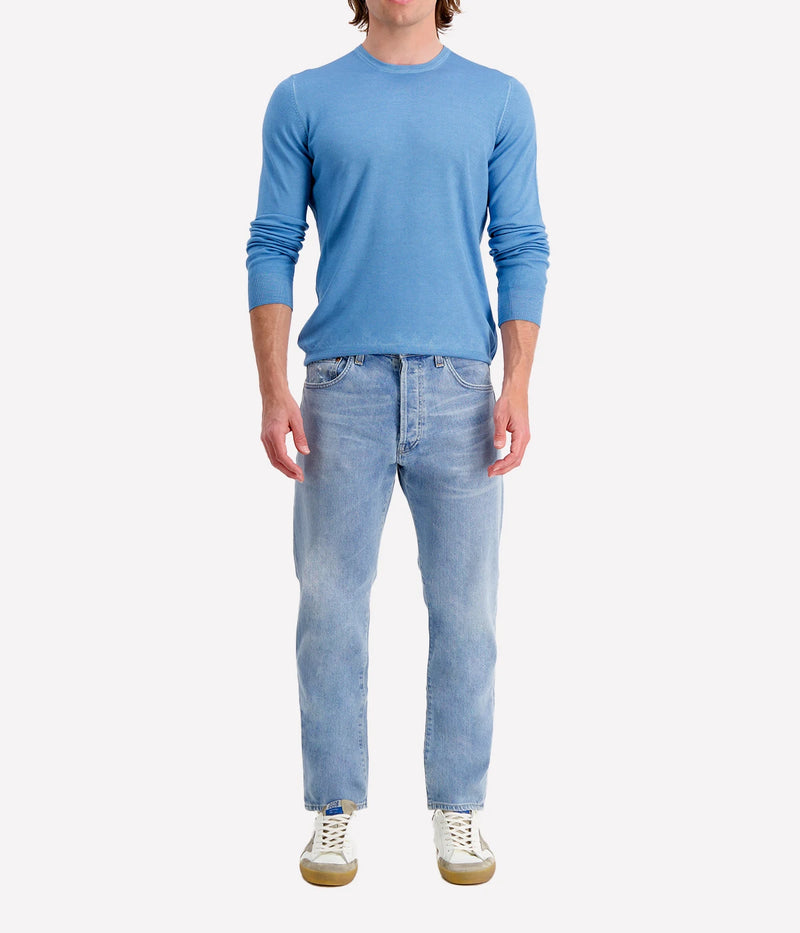 Gran Sasso crew long sleeve in soft 100% cashmere, offering a sleek and professional look, made in Italy