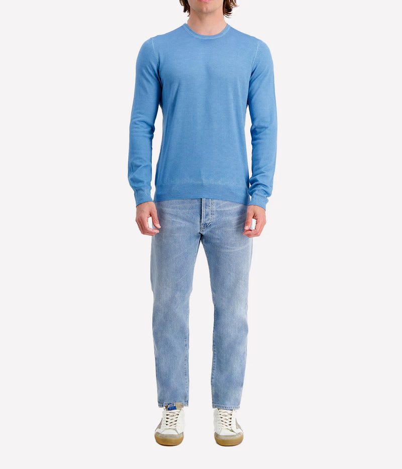 Gran Sasso crew long sleeve in soft 100% cashmere, offering a sleek and professional look, made in Italy