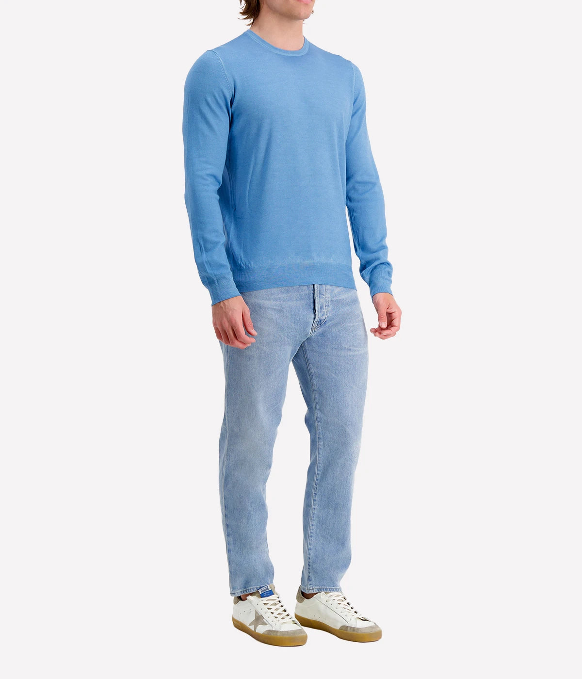 Gran Sasso crew long sleeve in soft 100% cashmere, offering a sleek and professional look, made in Italy