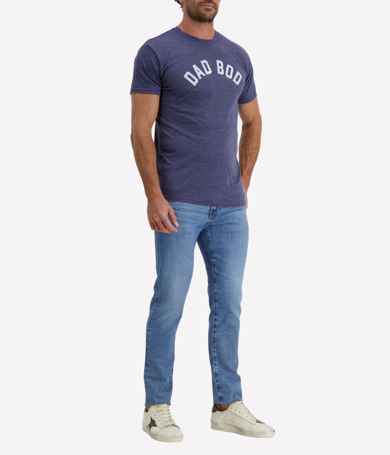  Men’s funny graphic tee with “Dad Bod” slogan in retro font, short sleeves, soft cotton blend, perfect novelty gift shirt.