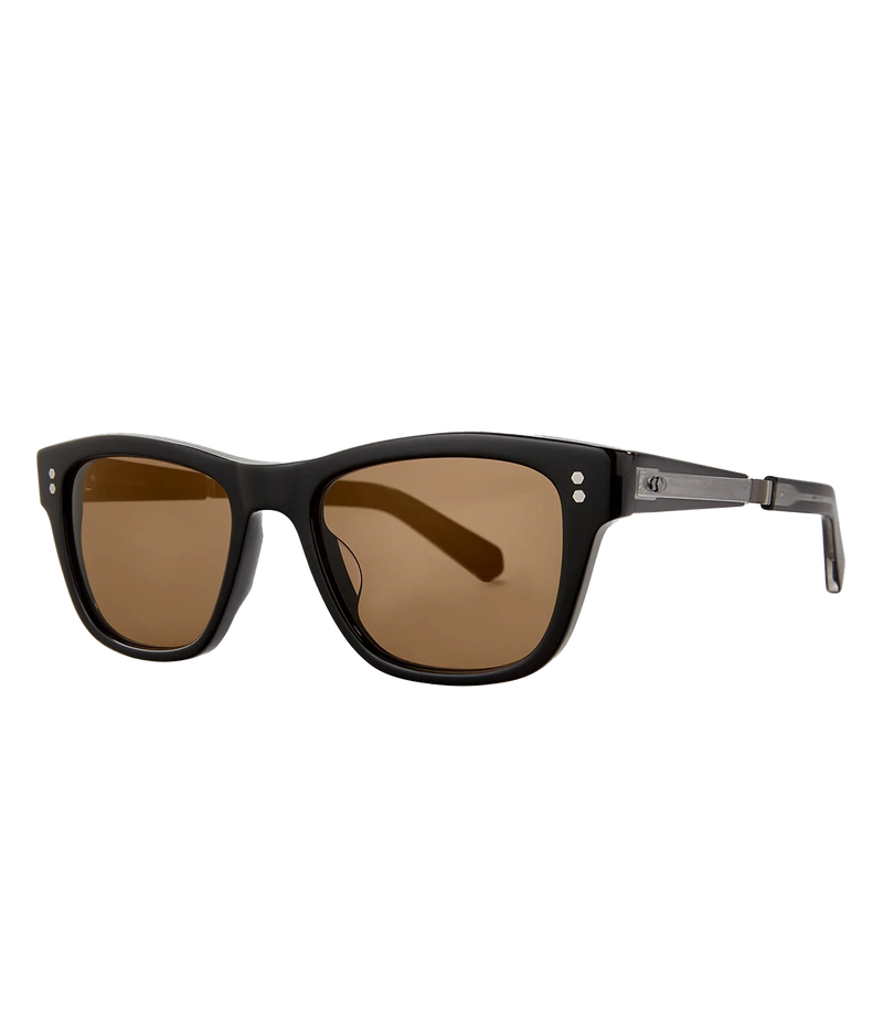 The Damone sunglasses combine classic wayfarer style with a distinct top line. Made with premium glass lenses, custom engraved metal core wire, and a titanium coil temple for comfort. Handcrafted in Japan, these sunglasses offer 100% UV protection and feature the Mr. Leight logo and custom details for a sophisticated touch.