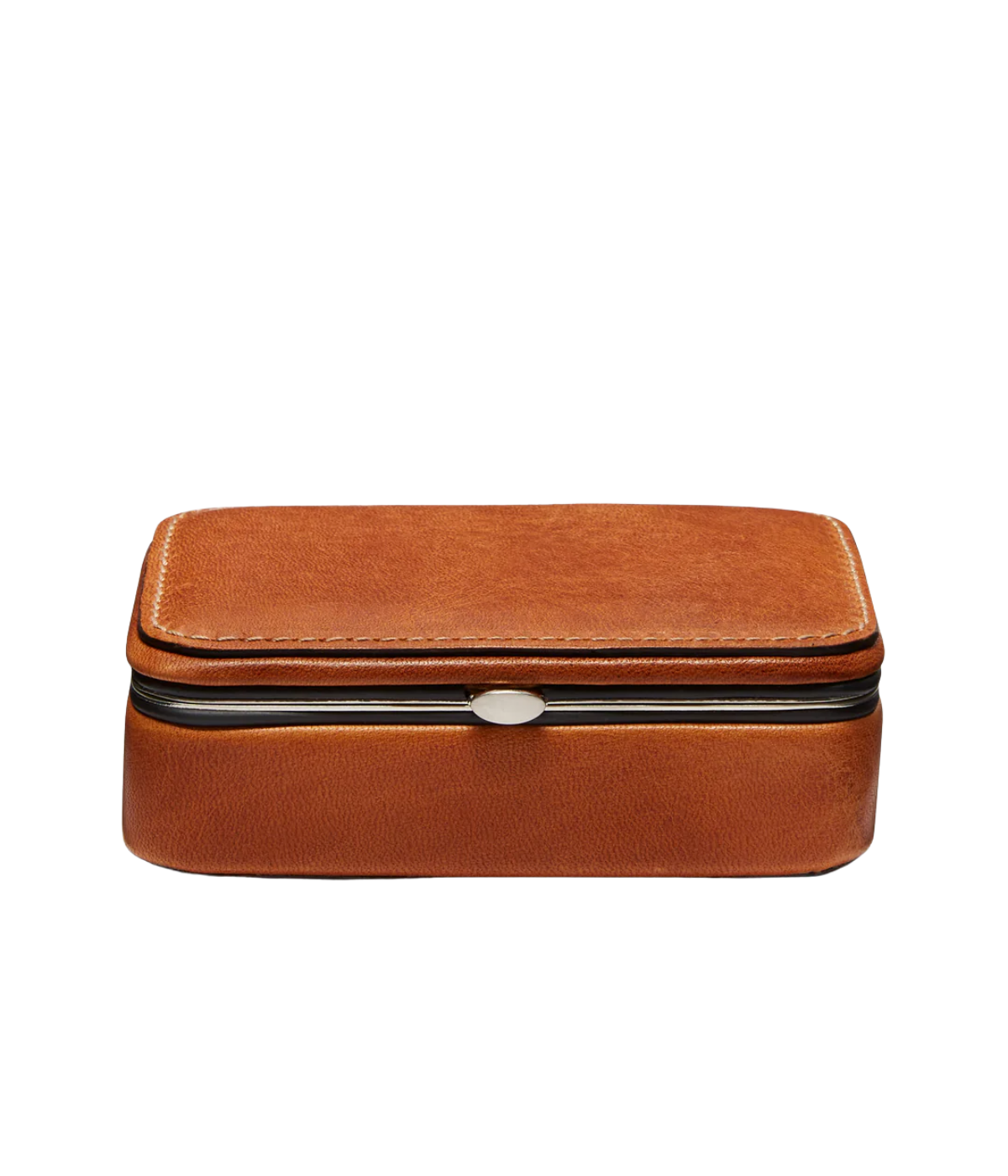 F. Hamman leather playing card set in cognac full-grain leather with suede lining and polished frame – luxury game accessory made in Germany.