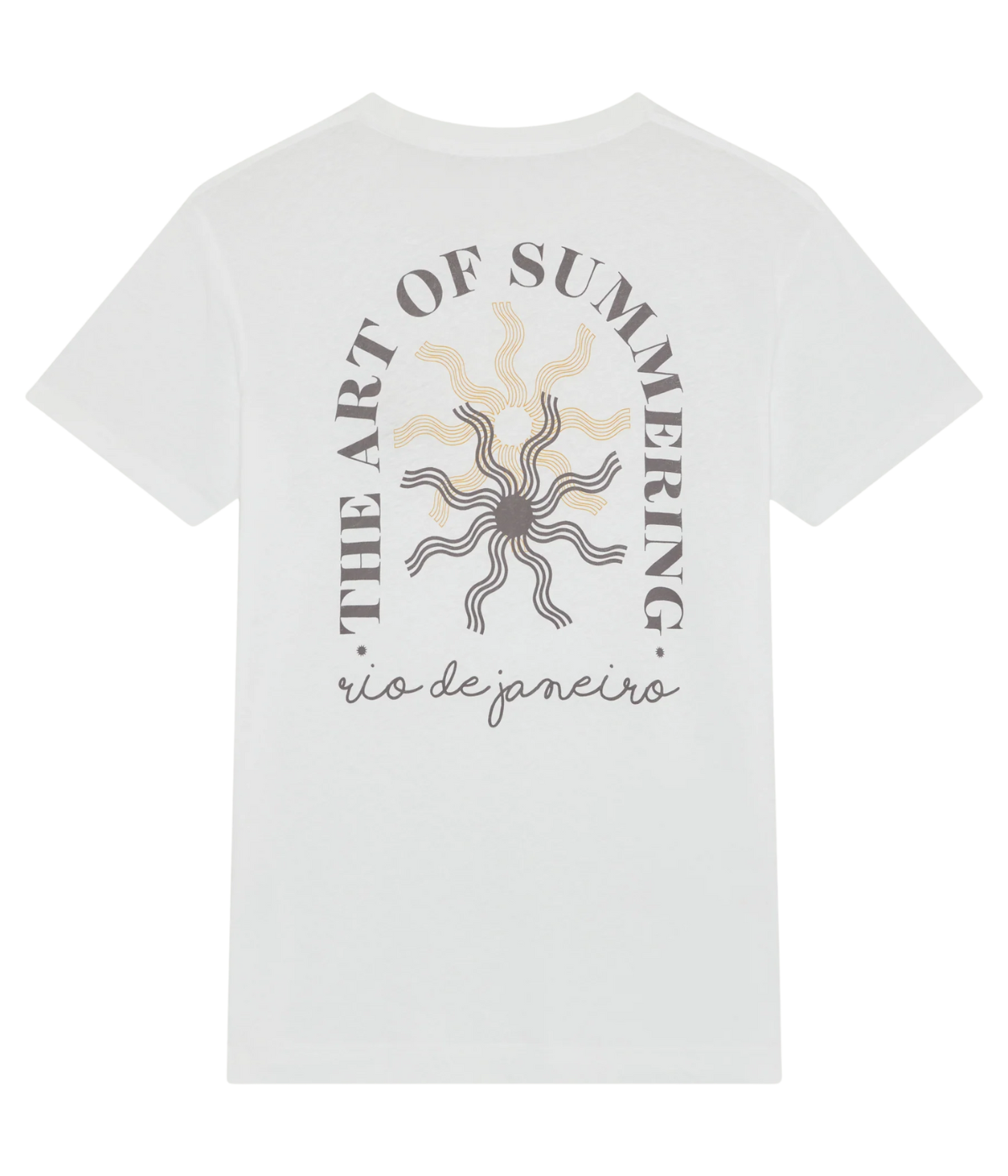 Dinis Linen Blend Summering Printed Tee in Cedar Grey