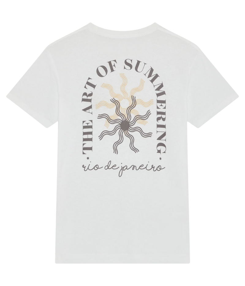 Dinis Linen Blend Summering Printed Tee in Cedar Grey