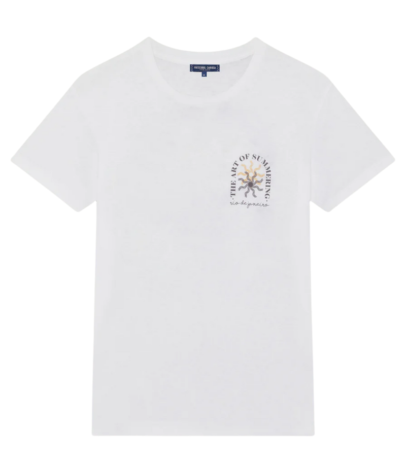 Dinis Linen Blend Summering Printed Tee in Cedar Grey