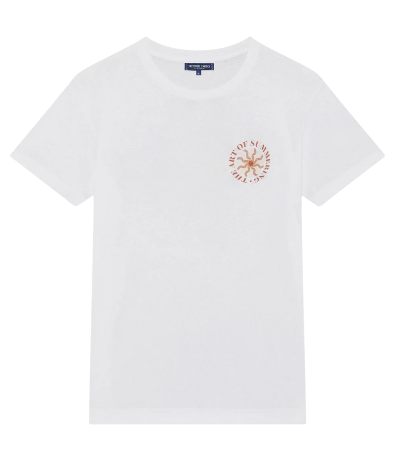 Dinis Linen Blend Summering Printed Tee in Copper